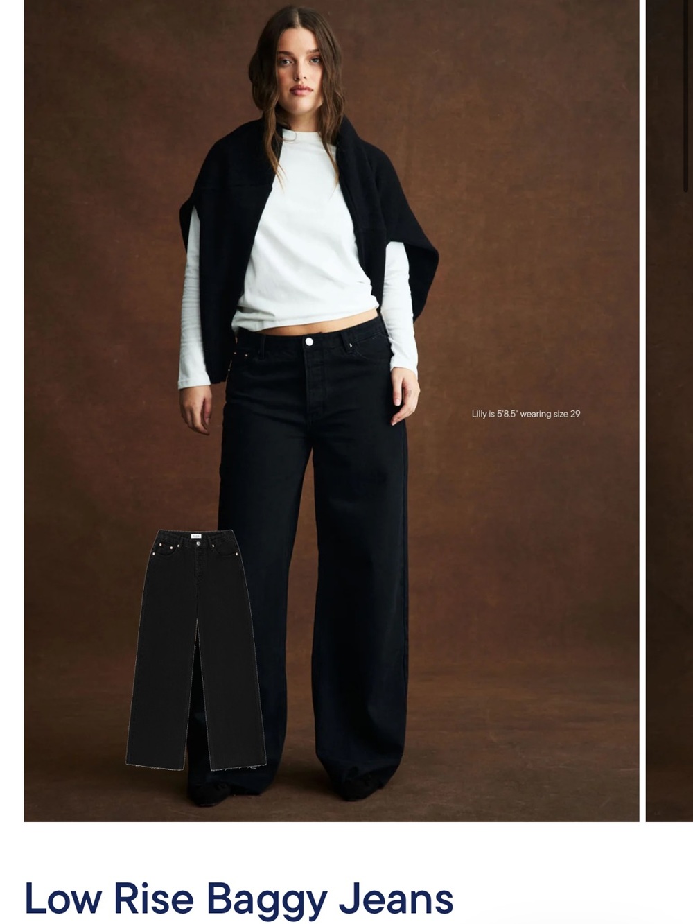 Low-Rise Baggy Wide-Leg Jeans in Black